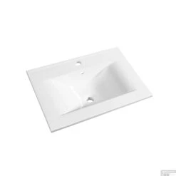 Wastafel Allibert Soft 60,5x46,5x1,7 Cm Met Kraangat En Overloop Porselein Glanzend Wit