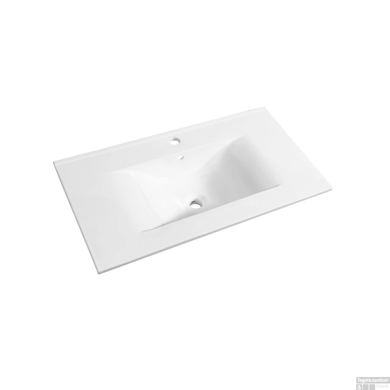 Wastafel Allibert Soft 80,5x46,5x1,7 Cm Met Kraangat En Overloop Porselein Glanzend Wit