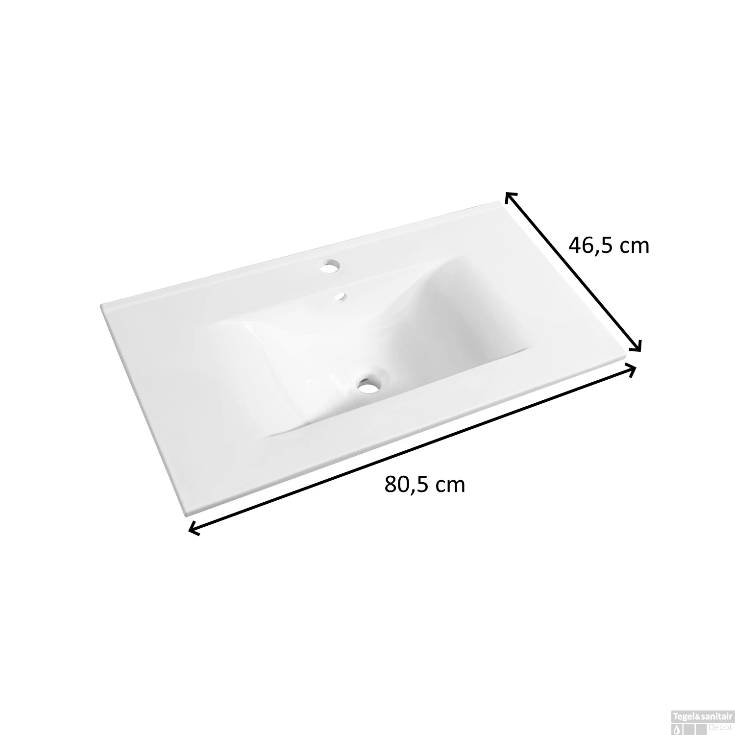 Wastafel Allibert Soft 80,5x46,5x1,7 Cm Met Kraangat En Overloop Porselein Glanzend Wit - Afbeelding 2