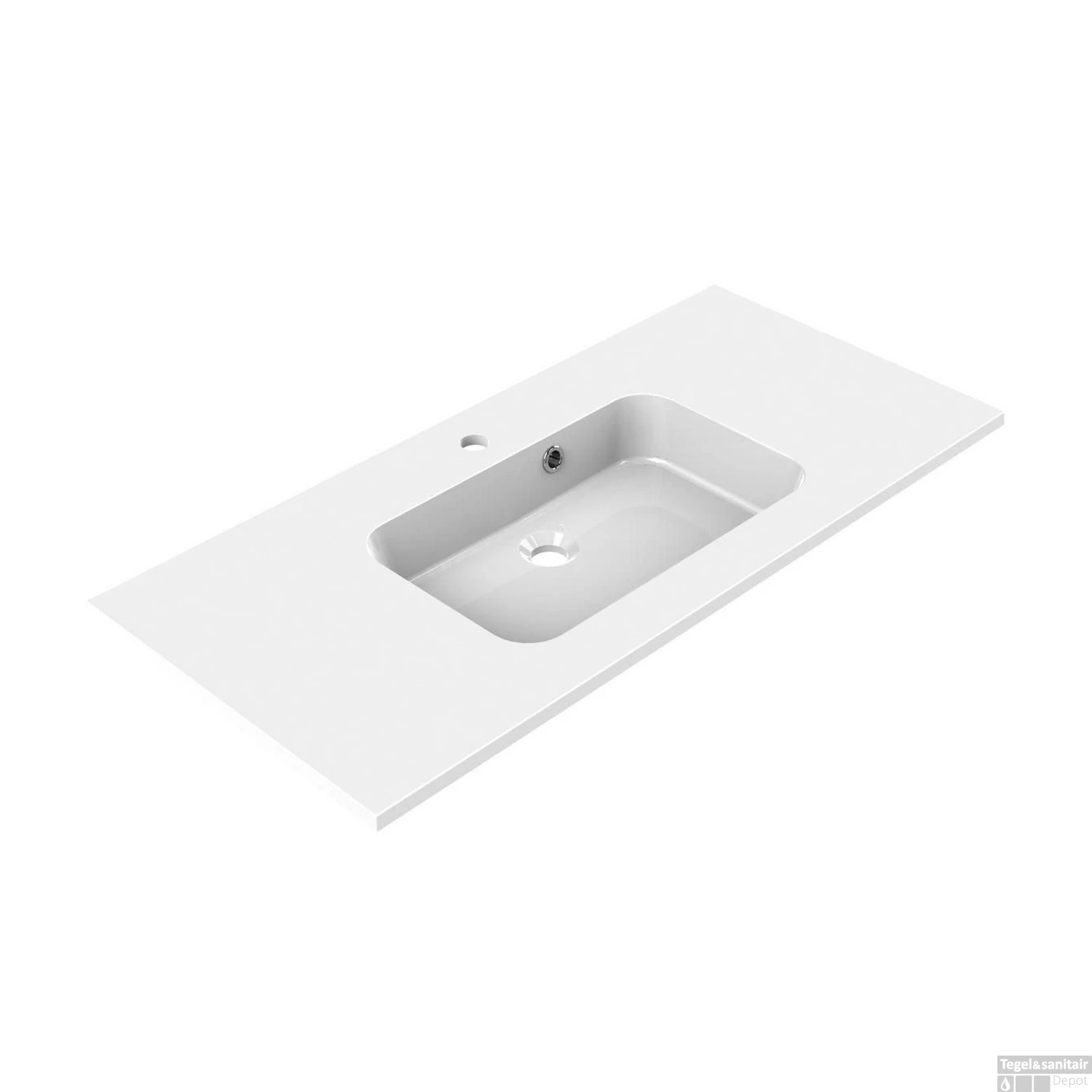 Wastafel Allibert Style 100,5x46,5x1,8 Cm Polybeton Glanzend Wit (met Kraangat En Overloop)