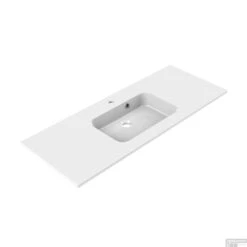 Wastafel Allibert Style 120,5x46,5x1,8 Cm Polybeton Gecentreerd Glanzend Wit (met Kraangat En Overloop)