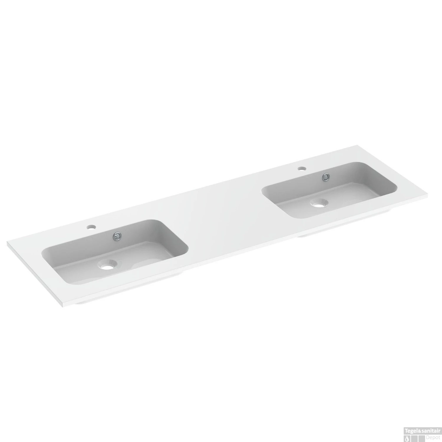 Wastafel Allibert Style 150,5x1,8x46,5 Cm Met Kraangaten Polybeton Glanzend Wit