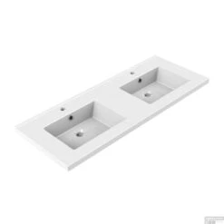 Wastafel Dubbel Allibert Tobi 120,5x46,2x3,5 Cm Met Kraangaten En Overloop Porselein Glanzend Wit
