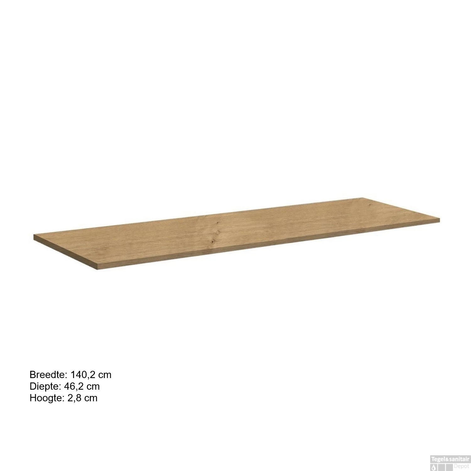 Wastafelblad Allibert Aston 140,2x46,2x2,8 Cm Gemelamineerd Eik Arlington - Afbeelding 2