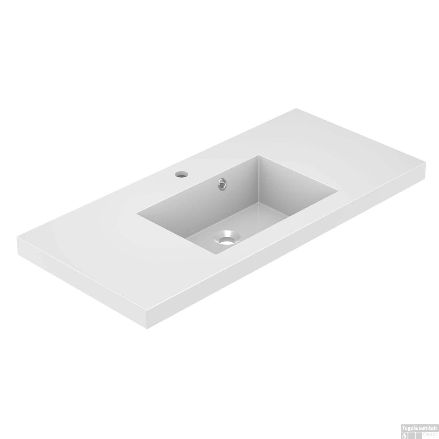 Wastafel Allibert Kole 100,2x5x46,2 Cm Glanzend Wit