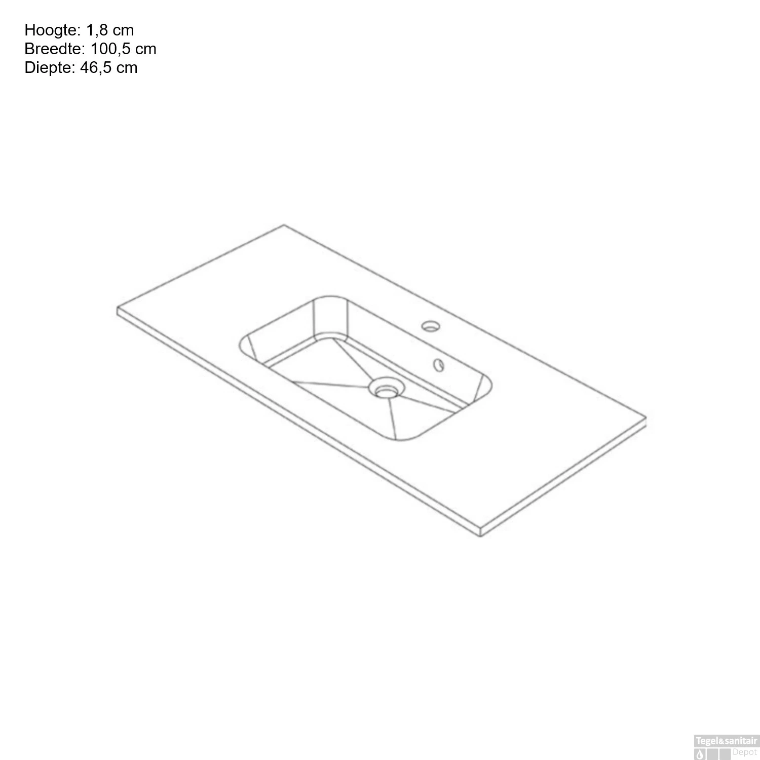 Wastafel Allibert Style 100,5x1,8x46,5 Cm Mat Wit - Afbeelding 2