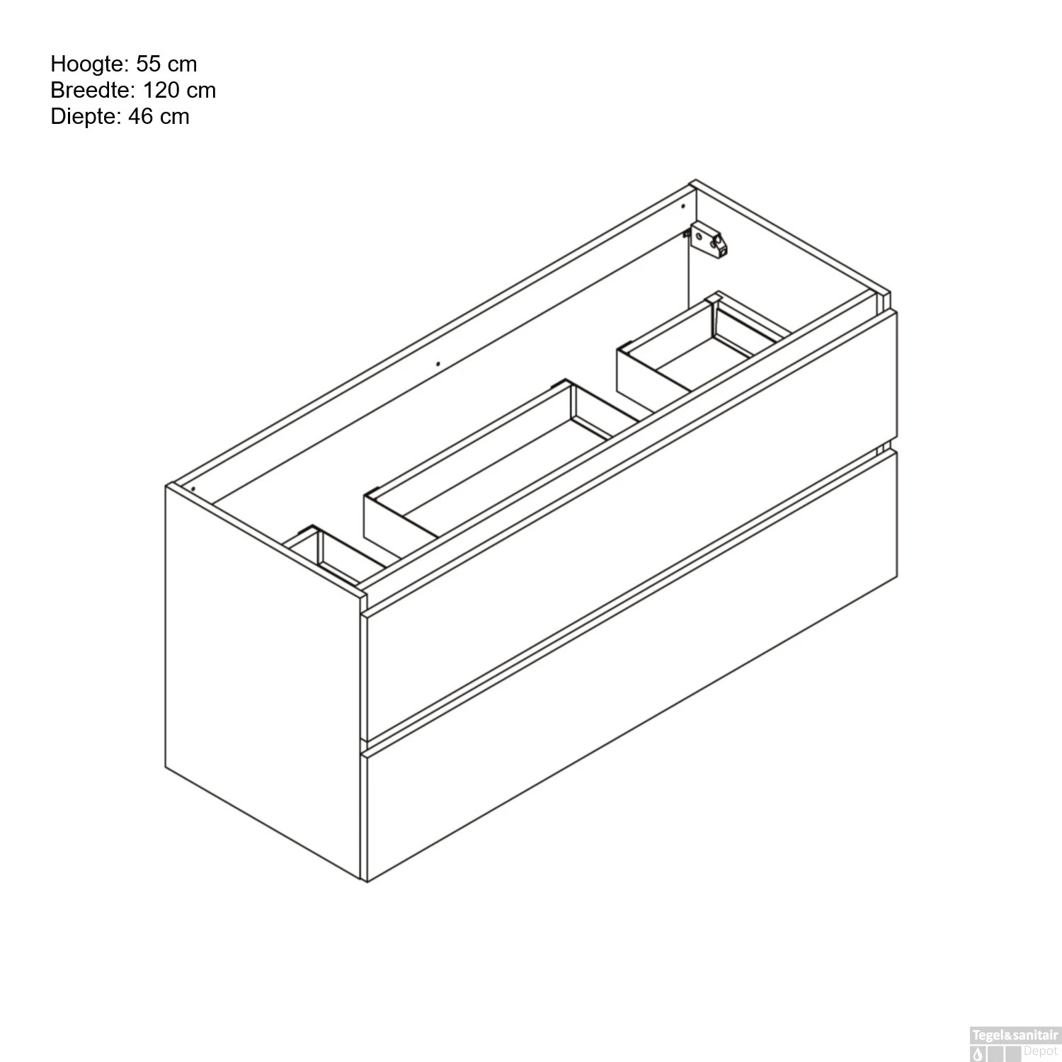 Wastafelonderbouw Allibert Lunik 120x55x46 Cm Eik Halifax Natuur - Afbeelding 3
