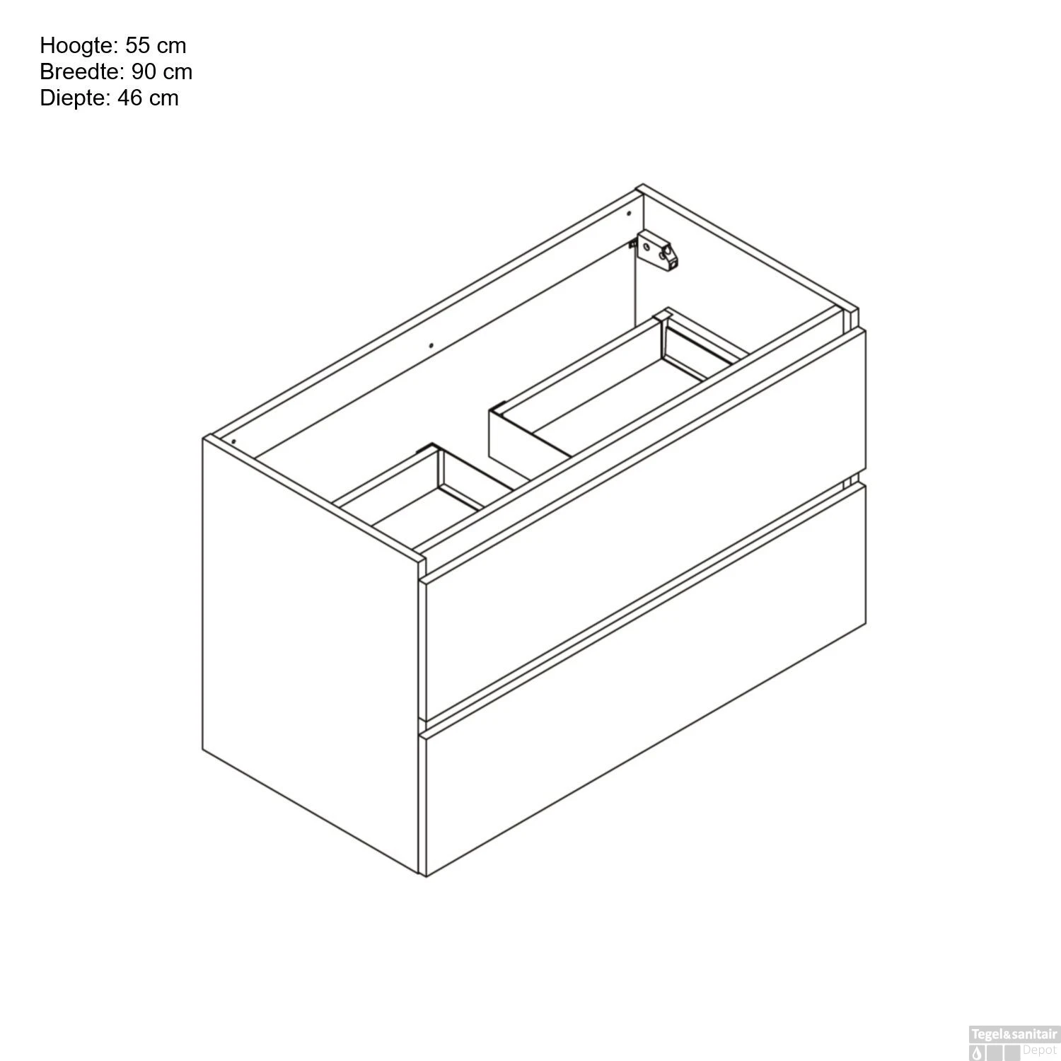 Wastafelonderbouw Allibert Lunik 90x55x46 Cm Glans Wit - Afbeelding 3