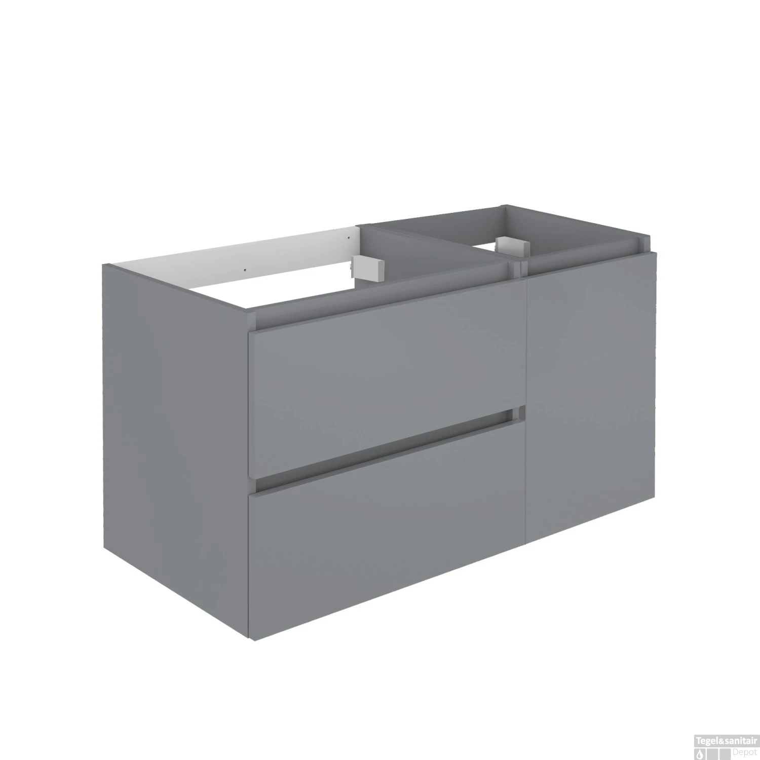 Wastafelonderbouw Allibert Lunik 90x55x46 Cm Met Deur Mat Grijs Onyx