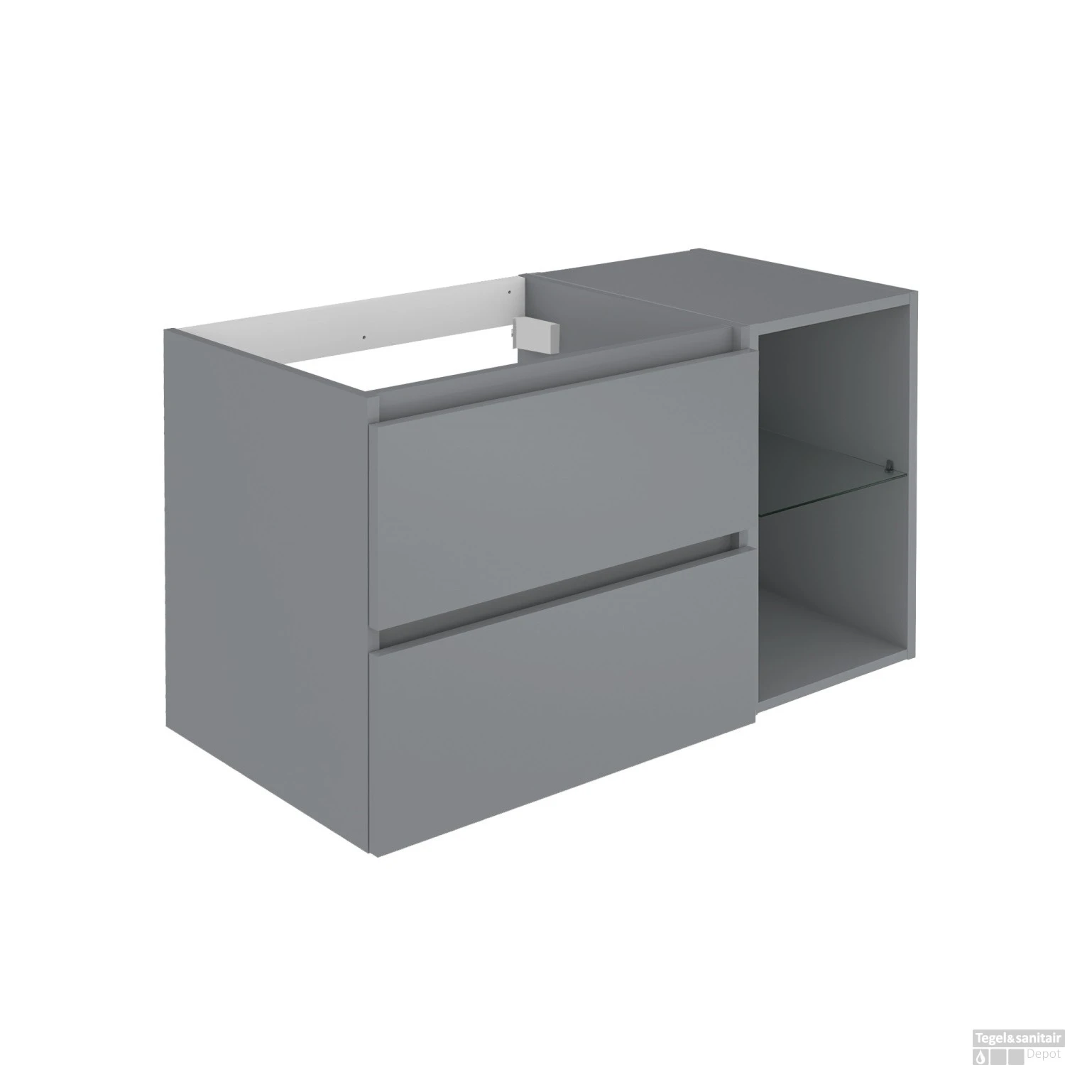 Wastafelonderbouw Allibert Lunik 90x55x46 Cm Met Nis Mat Grijs Onyx