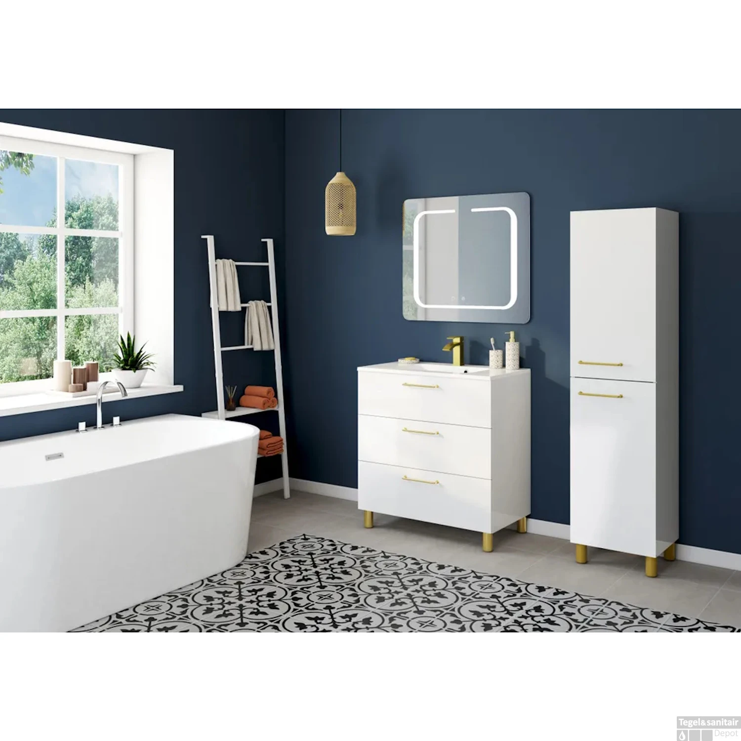 Wastafelonderkast Allibert Kobo 80 Cm Alphenwit - Afbeelding 2