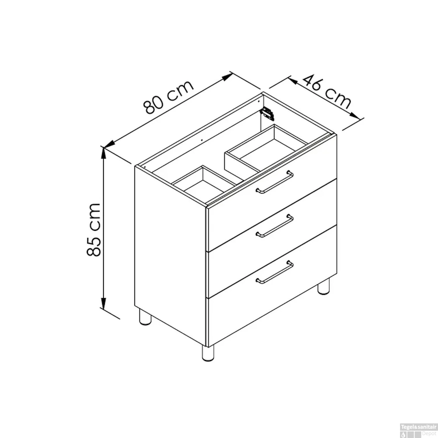 Wastafelonderkast Allibert Kobo 80 Cm Alphenwit - Afbeelding 3