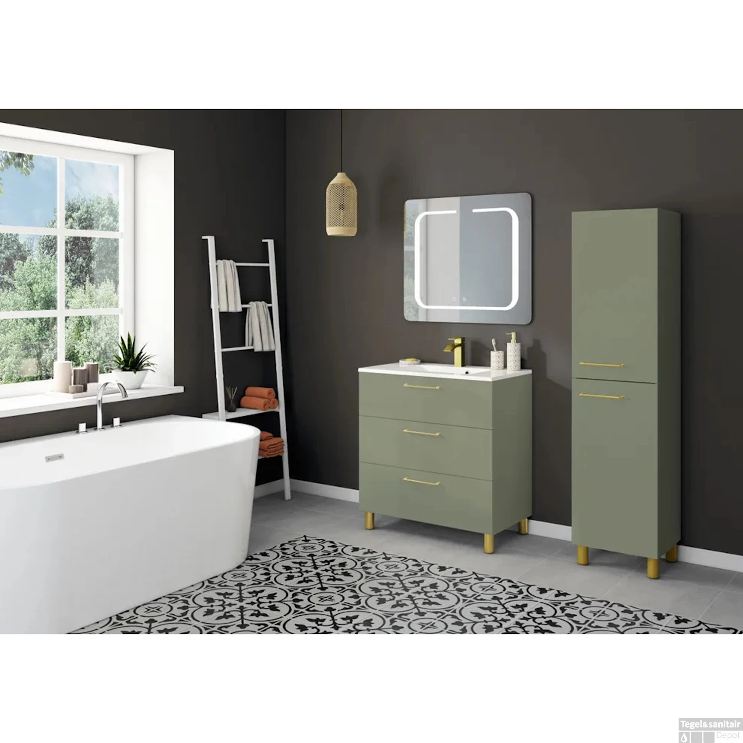 Badmeubelkast Allibert Kobo 40 Cm Eucalyptus Groen - Afbeelding 2