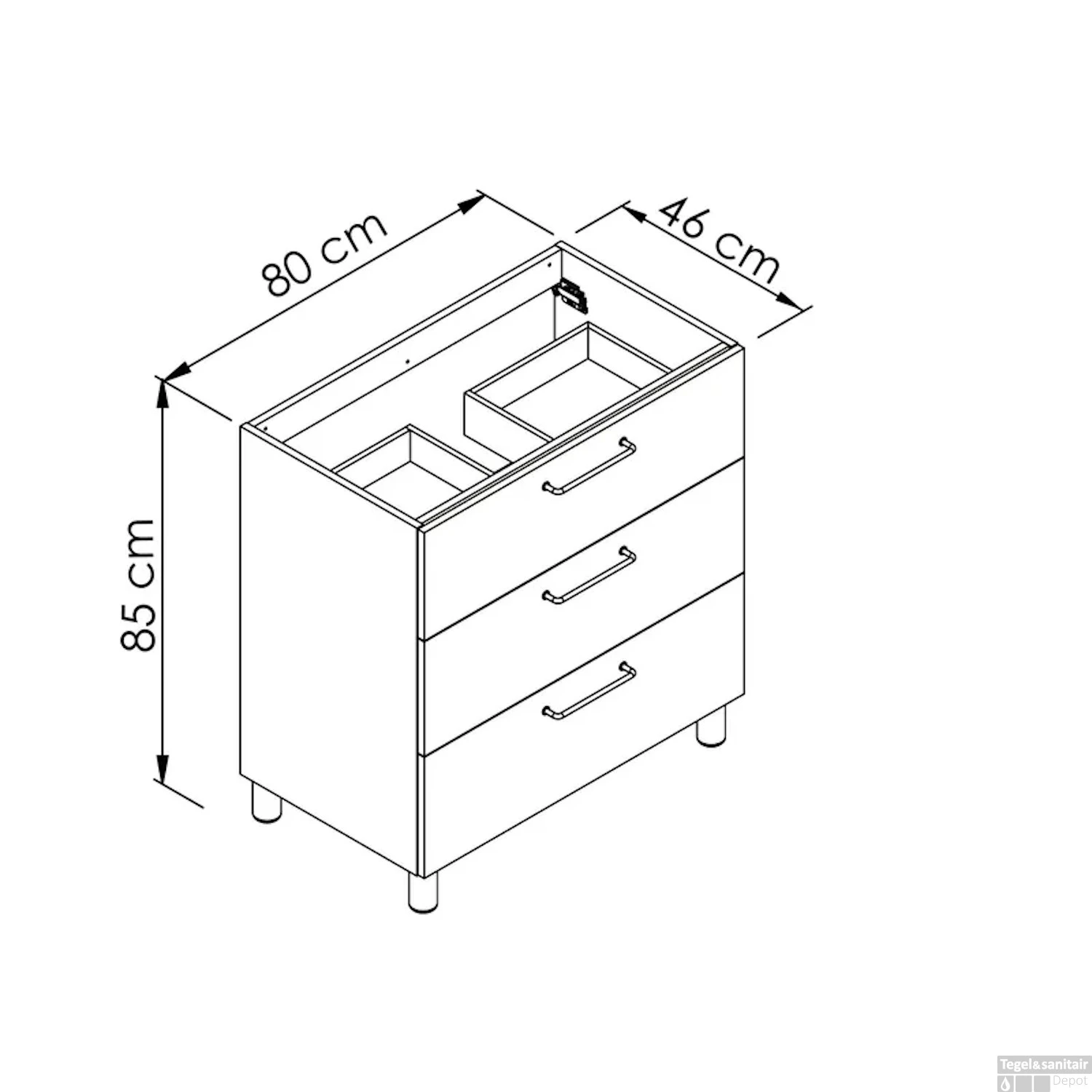 Wastafelonderkast Allibert Kobo 80 Cm Eucalyptus Groen - Afbeelding 3