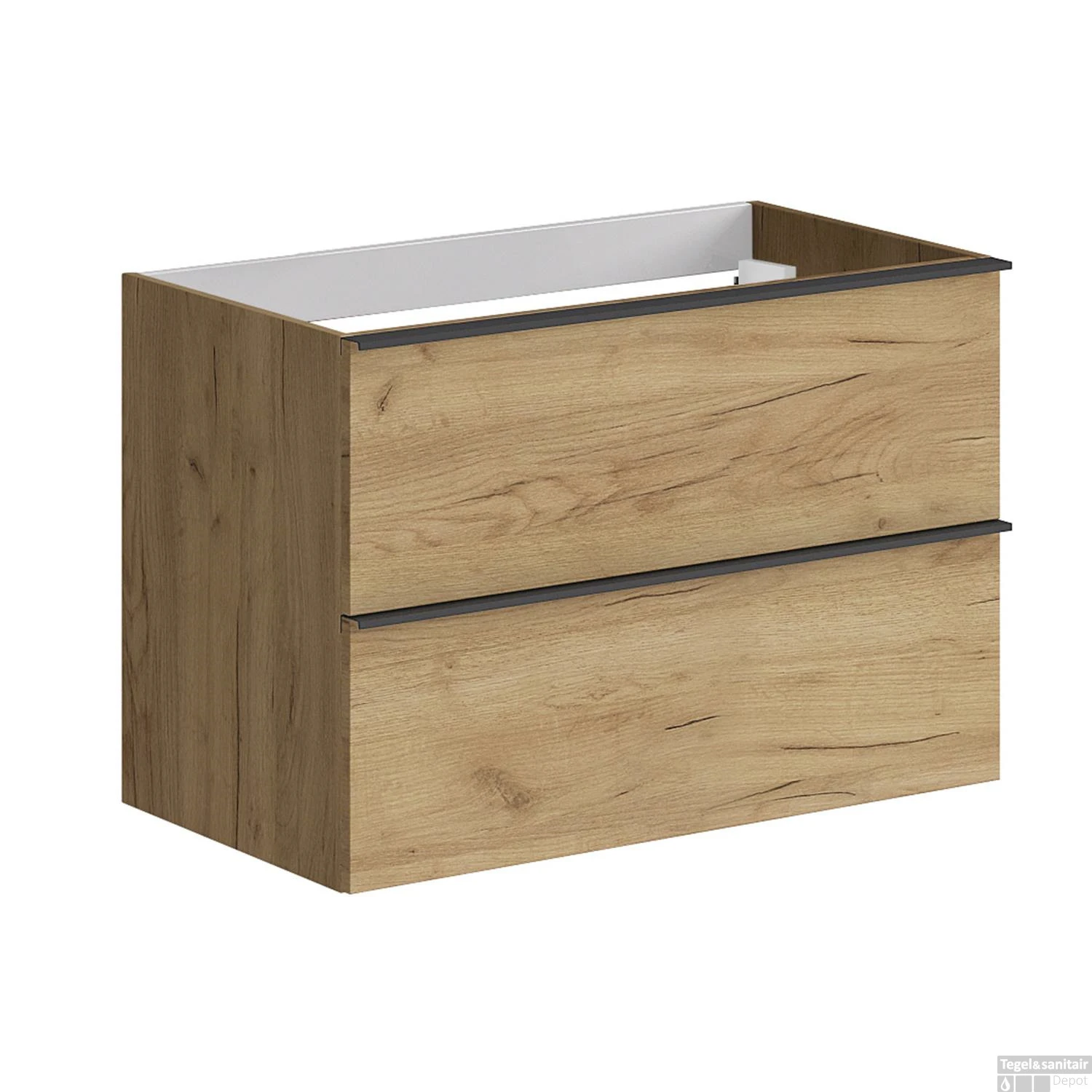 Wastafelonderkast Allibert Santiago Olav 2 Lades Soft Close Eiken Hout 80x55x46 Cm